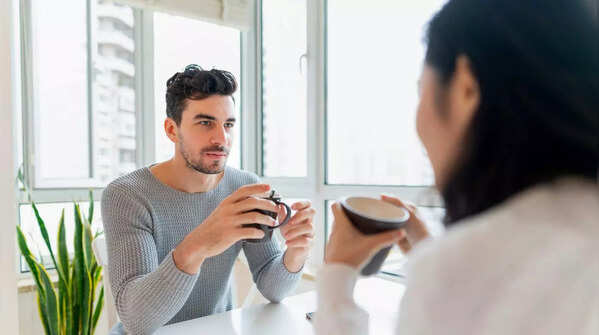 Confident person maintaining eye contact during conversation