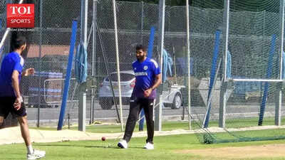 Jasprit Bumrah in focused practice at the Edgbaston nets.